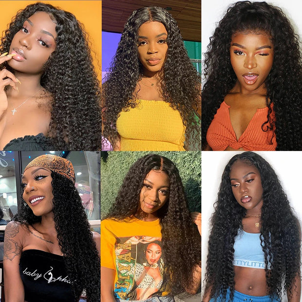 Deep Part Curly Hair Lace Closure Wig Real Human Hair Wigs Preplucked With Natural Hairline