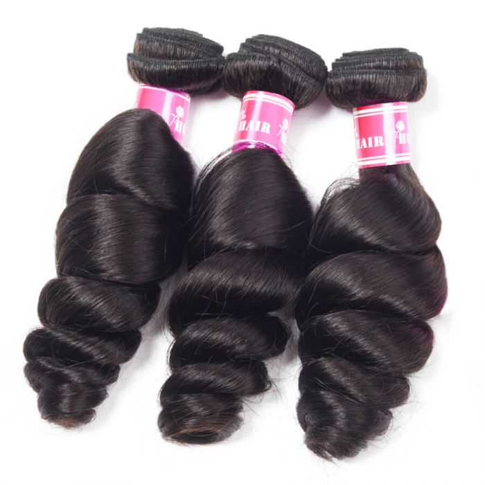 Brazilian Loose Wave 3 Bundles 100% Unprocessed Human Virgin Hair Weave