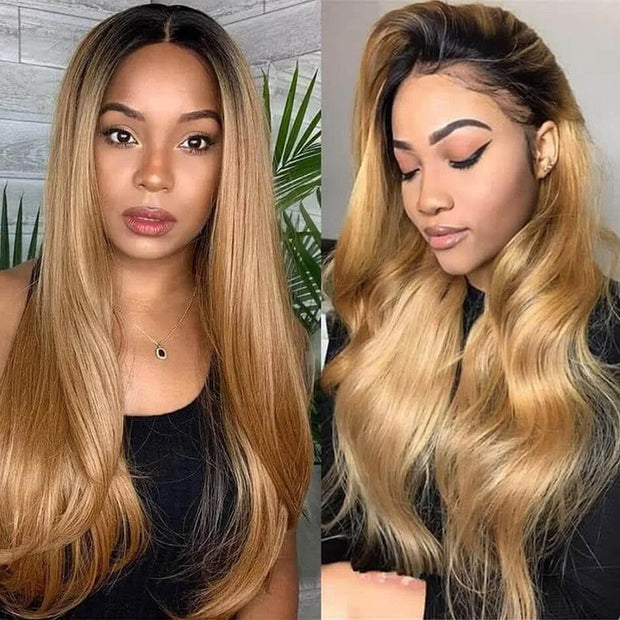 Flash Sale-1B/27 Ombre Color Wig 13x4/4x4 HD Lace Frontal Wig Human Hair 180% Density