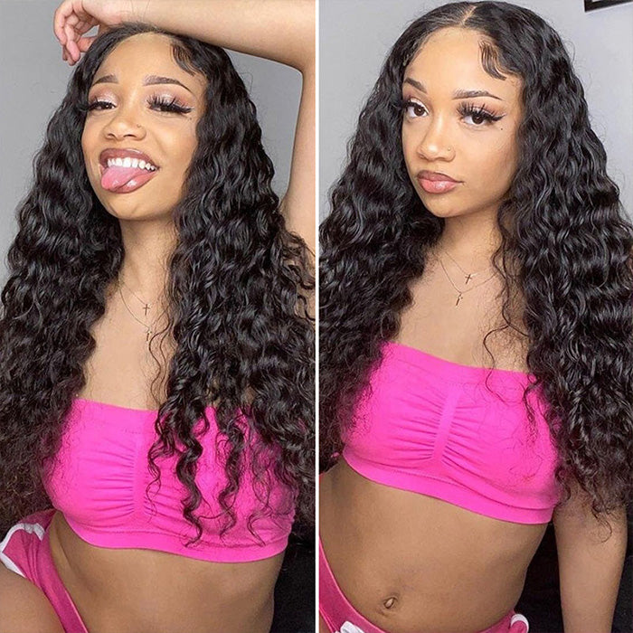 Glueless 13x4 HD Lace Front Wigs Deep Wave Pre Plucked Bleached knots With Baby Hair