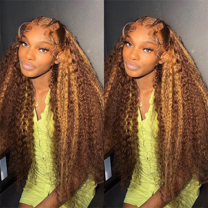 50% OFF| 4/27# Highlight Color Wigs Deep Wave Human Hair Wigs 5x5 Lace Front Wig