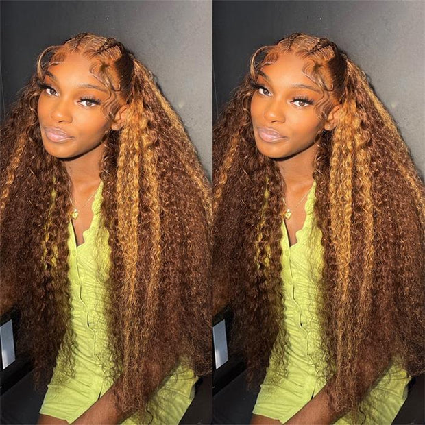 50% OFF| 4/27# Highlight Color Wigs Deep Wave Human Hair Wigs 5x5 Lace Front Wig