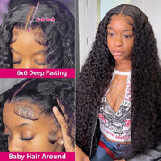 6x6 Undetectable Lace Closure Wigs Deep Wave Glueless Wig Preplucked Natual Black Human Hair Wigs