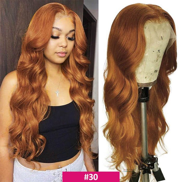 Ombre Color Wig 13*4 Transparent Lace 220% Density Wig Body Wave Virgin Human Hair Wigs Pre Plucked