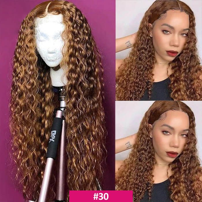 Curly Hair Colored Lace Wigs 13x4 Transparent Lace Human Hair Wigs Pre Plucked