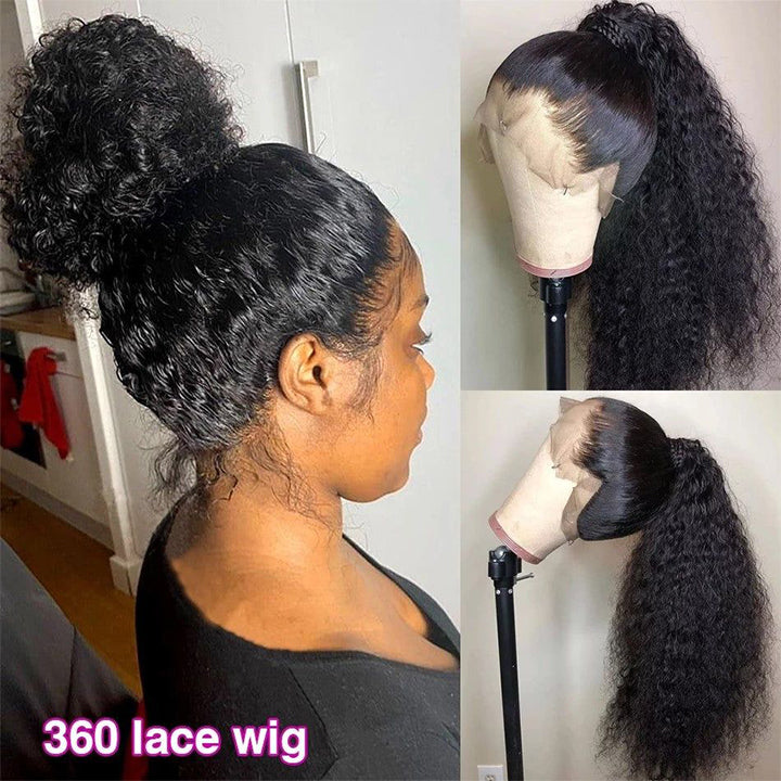 Skin Melt HD Lace Kinky Curly 360 Lace Frontal Human Hair Wig Preplucked with Baby Hair