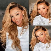 Ombre 1B/27 Honey Blonde Color Body Wave Lace Front Wigs