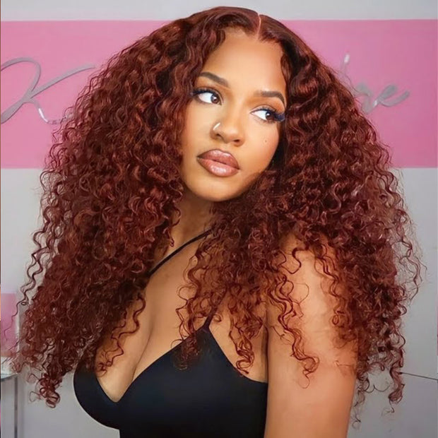 Stunning #33 Reddish Brown Color Deep Wave Lace Front Wig 13x4/5x5 Lace Frontal Human Hair Wigs