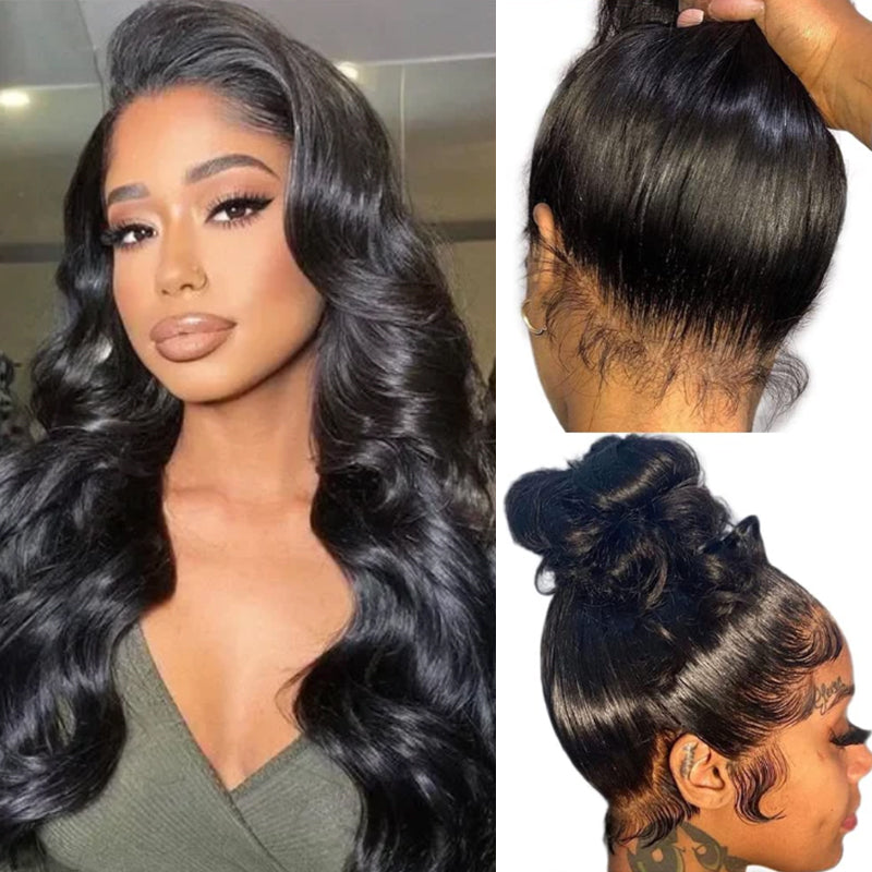 Pre plucked 360 Full Lace Frontal Wigs Body Wave Human Hair Frontal Wigs With Baby Hair Breathable