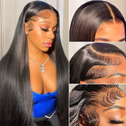 Pull Go Straight Glueless Lace Front Wigs With Hidden Drawstring Pre Bleached Pre Cut HD Lace Human Hair Wig