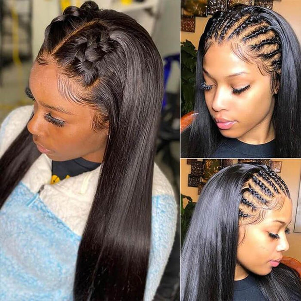 New Upgrade Hidden Elastic Strap 360 HD Lace Front Wig Straight Human Hair Wigs Snug Fit All Sizes