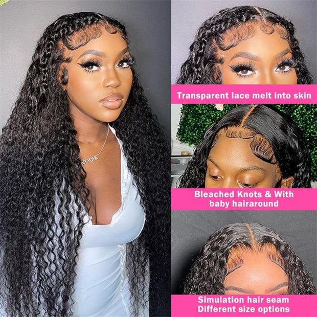 Natural Kinky Curly Hair 13x4 13x6 HD Lace Front Wigs Human Hair Pre Plucked Hairline Glueless Wig