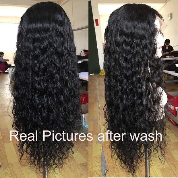 Invisible Lace 8x5 Lace Closure Wigs Glueless Water Wave Human Hair Wigs Pre Plucked