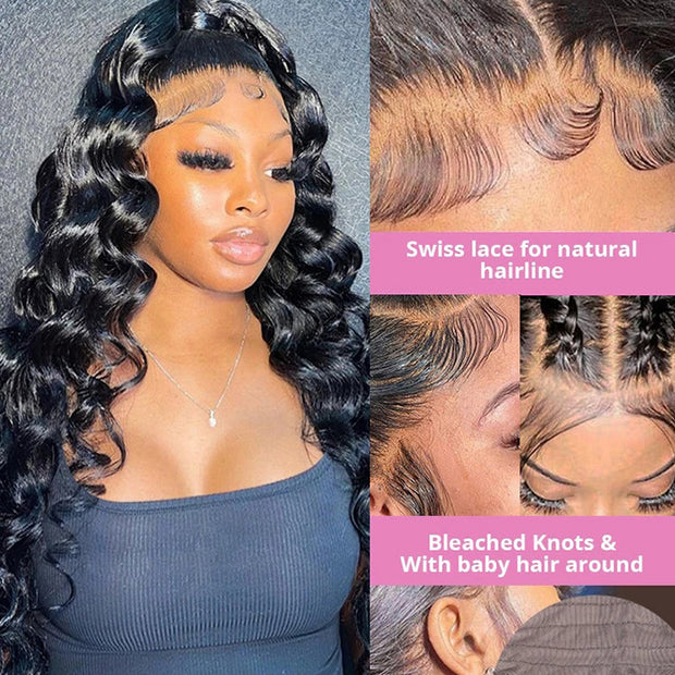 Loose Deep Wave Lace Front Human Hair Wigs for Women 13x4 HD Lace Frontal Wigs Pre Plucked Natural Hairline