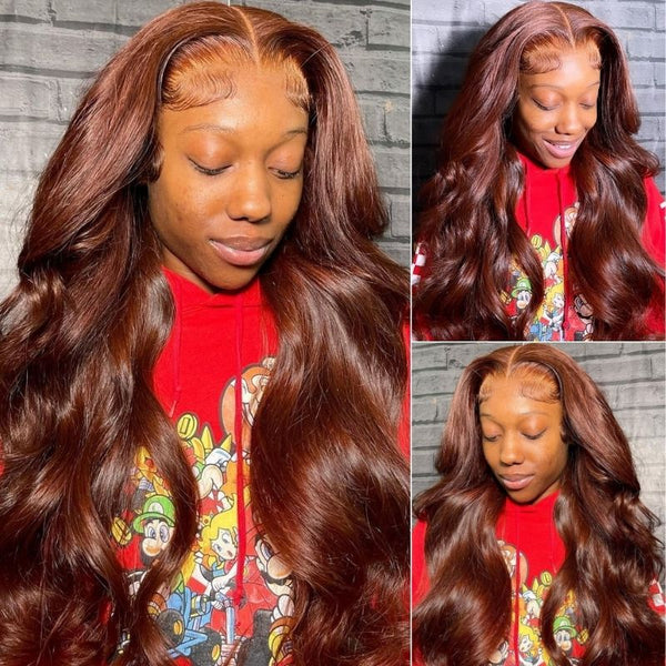 BOGO SALE| 20 Inch Reddish Brown 33# Colored Body Wave Human Hair 13x4 Lace Frontal Wigs