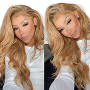 #27 Color Honey Blonde Body Wave 13x4 HD Lace Front Wig Ombre Human Hair Wigs