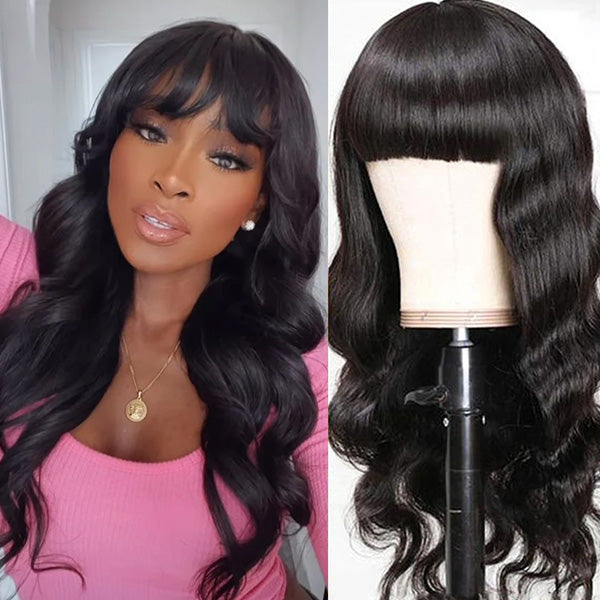 $100 OFF|Body Wave Wigs With Bangs 180% Density 4X4/13X4 HD Lace Human Hair Wigs For Black Women