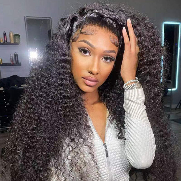 Natural Kinky Curly Hair 13x4 13x6 HD Lace Front Wigs Human Hair Pre Plucked Hairline Wigs For Women