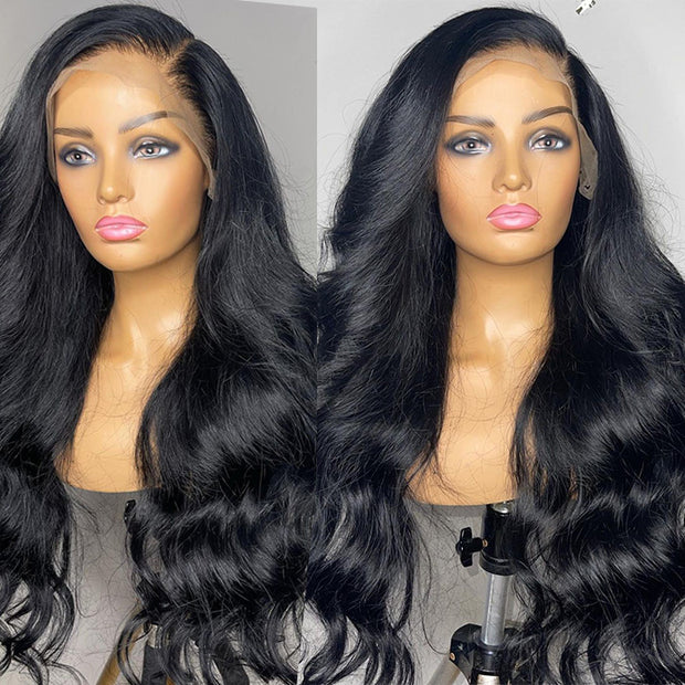 Long Body Wave Human Hair Lace Front Wigs Pre Plucked Real HD Transparent Lace Wig