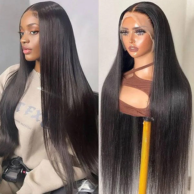 $100 OFF|Straight 5X5 13x4 HD lace Frontal Wig Pre Plucked Pre Bleached Silky Straight Human Hair Wig