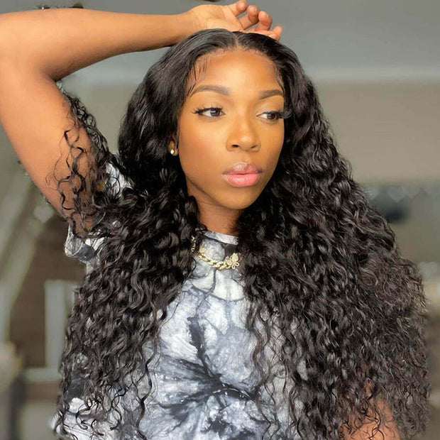 Water Wave 13x4 HD Lace Front Wigs 220% Density Natural Looking Wigs Affordable Black Human Hair Wigs For Women