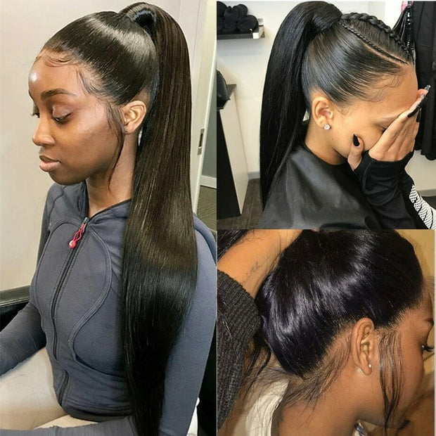 New Upgrade Hidden Elastic Strap 360 HD Lace Front Wig Straight Human Hair Wigs Snug Fit All Sizes