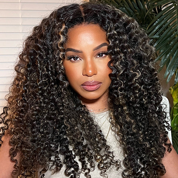 1B/27 Highlights Bomb Curly Lace Front Wigs 13X4/13x6 Invisible HD Lace Frontal Curly Human Hair Wigs For Women