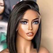 13x4 Blunt Cut Bob Lace Front Wig Human Hair 220% Density Brazilian Straight Bob Wigs With Baby Hair