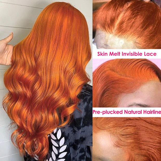 BOGO SALE|13x4 HD Lace Front Wig 14-24 Inch Ginger Colored Straight&Body Wave Human Hair Frontal Wigs