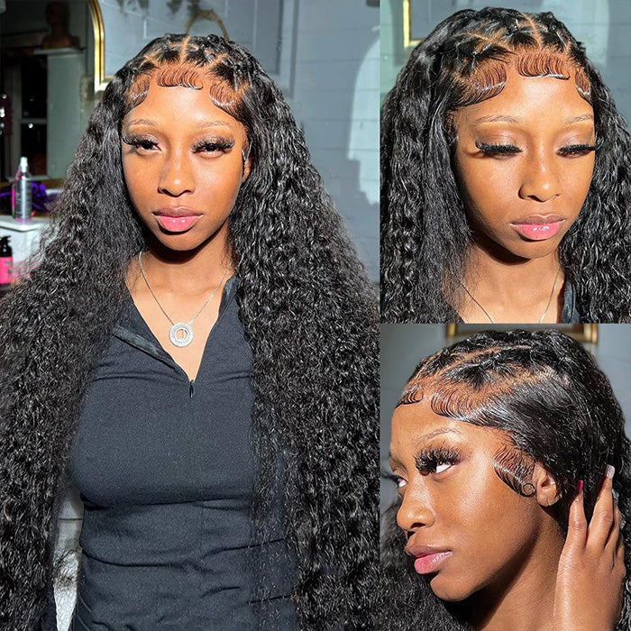 Deep Wave 360 Invisible Lace Frontal Wigs for Women Pre Plucked Natural Looking Human Hair Wigs