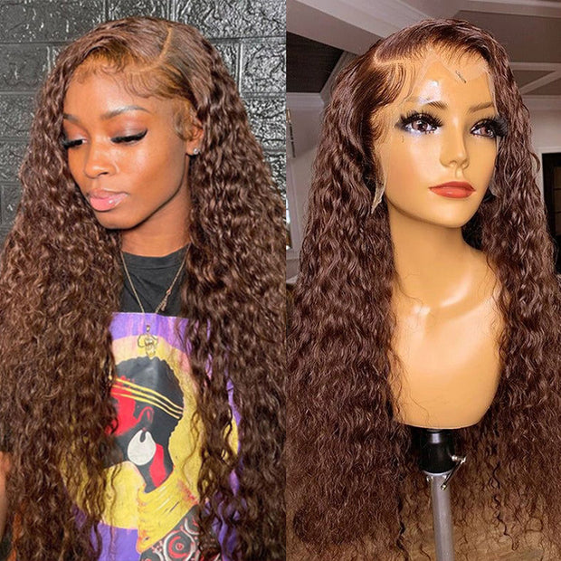 Dark Brown Deep Wave Hair 5x5/13x4 HD Glueless Undetectable Lace Wig