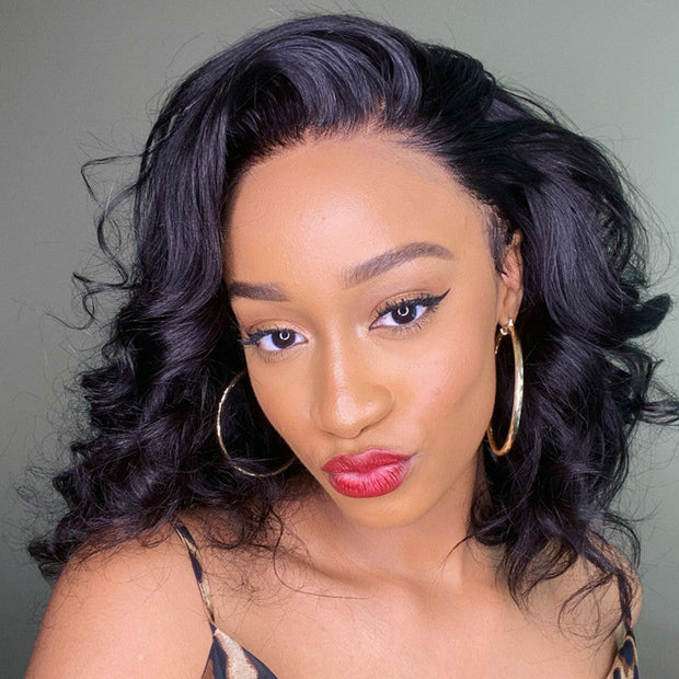 220% Density Short Body Wave Bob HD Lace Front Wigs Pre Plucked Pre Bleached Human Hair Bob Wigs For Women|Black Friday Sale