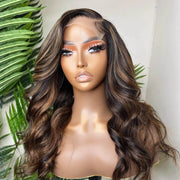 Blonde Lace Closure Wig Body Wave Frontal Wig Colored Ombre Human Hair Wigs 1B/30 Highlight Brazilian Natural Hair Wig 180% desntiy