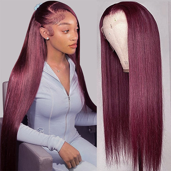 Sugar Plum Color Body Wave Hair 99J Burgundy 13x4 HD Lace Front Wig 100% Virgin Real Human Hair Wig