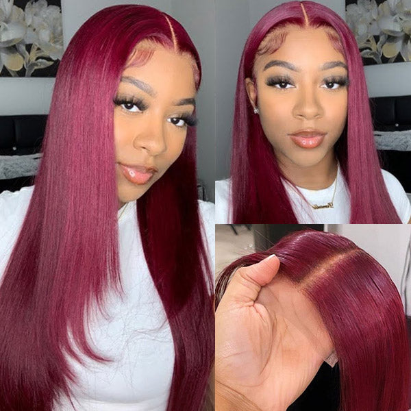 Sugar Plum Color Body Wave Hair 99J Burgundy 13x4 HD Lace Front Wig 100% Virgin Real Human Hair Wig