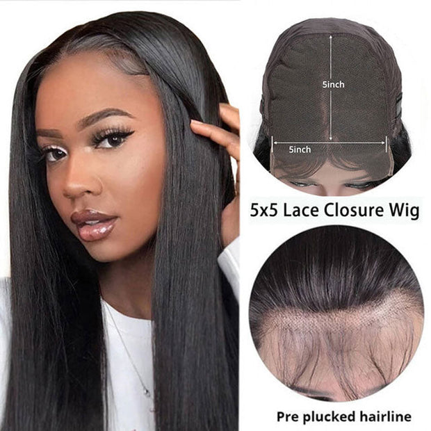 13x6 Lace Front Wig Long Straight Hair 5x5 HD Transparent Lace Wig For Black Women