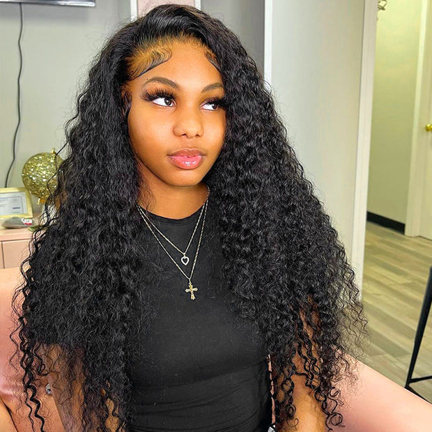 8X5 Pre-Cut Lace Wig Put On & Go Curly Human Hair Wig With Breathable Cap Beginner Wig