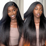 Natural Realistic Kinky Straight 13x4/5x5 HD Lace Closure Wig 100% Human Virgin Hair With Pre Plucked Glueless Closure Wig