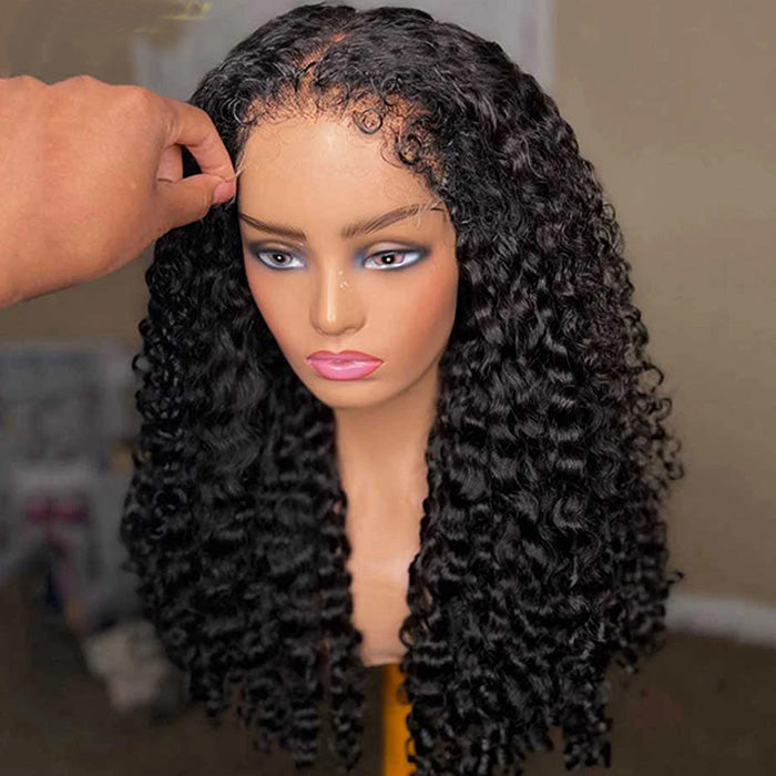 4C Edge Hairline Deep Wave 13x4 HD Lace Front Wig with Curly Edges Baby Hair Wigs