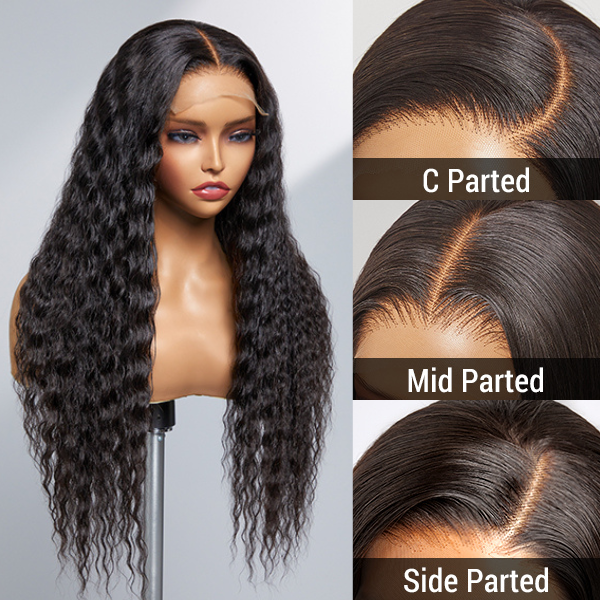 Boho-Chic | Flowy Bohemian Curly 8×5 Closure Lace Glueless Mid Part Long Wig 100% Human Hair