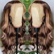 Honey Blonde Highlight Lace Front Curly  Wigs 100% Human Hair Wigs Flash Sale