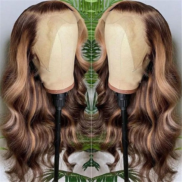 Honey Blonde Highlight Lace Front Curly  Wigs 100% Human Hair Wigs Flash Sale