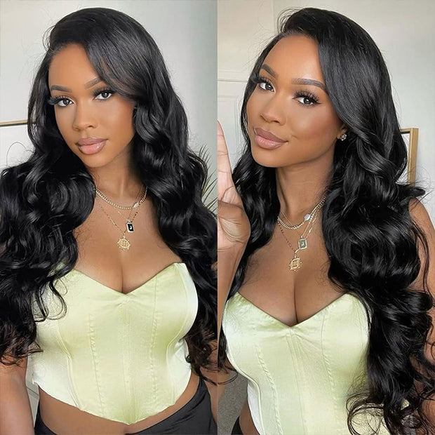 Long Body Wave Human Hair Lace Front Wigs Pre Plucked Real HD Transparent Lace Wig