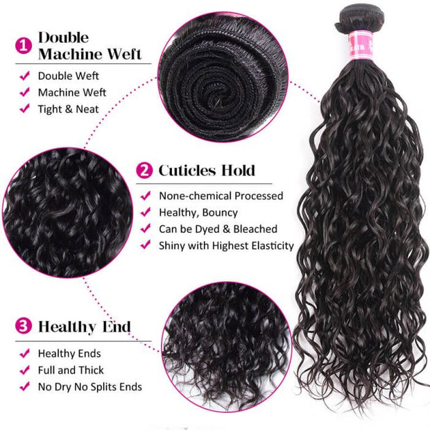 Brazilian Water Wave Hair 3 Bundles Deals 100% Unprocessed Virgin Human Hair Weave