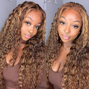 Honey Blonde Highlight Deep Wave Wig 13x4 13x6 Lace Front Wig Colored Human Hair Lace Wig