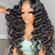 Loose Deep Wave 13x6  Lace Front Glueless Human Hair Wigs Invisible Small Bleached Knots 220 Density