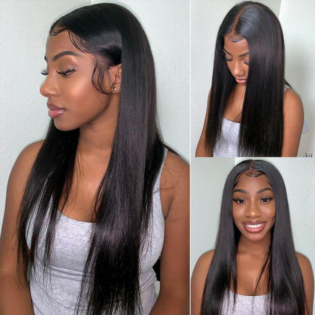 Skin Melt 5X5  Lace Straight Human Hair Lace Closure Wigs with Natural Hairline