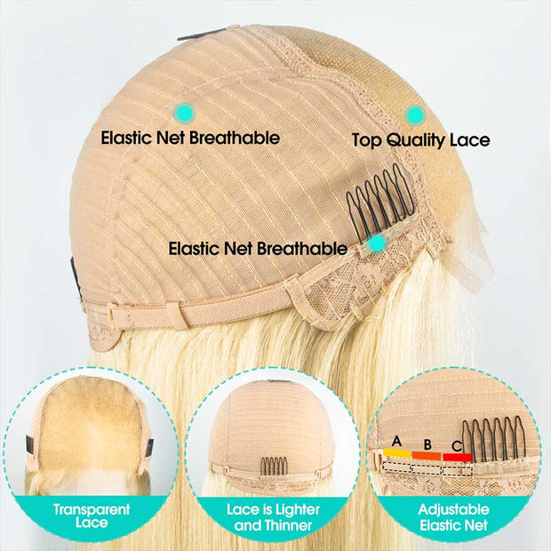 Barbie Colored 6x6 Transparent Lace Wig 613 Blonde Straight Human Hair Lace Closure Wigs With Baby Hair