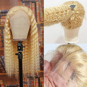 613# Deep Wave 13x4 HD Lace Front Wigs Barbie Colored Human Hair 220% Density Pre plucked Bleached knots With Baby Hair
