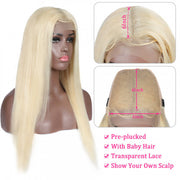 Barbie Colored 6x6 Transparent Lace Wig 613 Blonde Straight Human Hair Lace Closure Wigs With Baby Hair